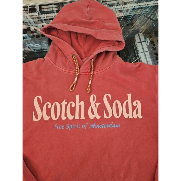 Scotch & Soda Coral Men's Hoodie Sweatshirt Chest Logo Size Small - Picture 3 of 10
